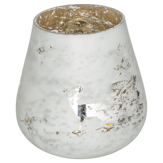 The Noel Collection White Forest Scene Medium Candle Holder